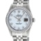 Rolex Mens Stainless Steel Mother Of Pearl Diamond 36MM Oyster Perpetual Datejus