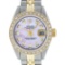 Rolex Ladies 2 Tone Pink MOP Diamond 26MM Oyster Perpetual Datejust Wristwatch