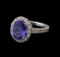 3.38 ctw Tanzanite and Diamond Ring - 14KT White Gold