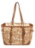 Coach Tan Op Art Canvas Shoulder Bag