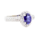 1.35 ctw Sapphire And Diamond Ring - 14KT White Gold