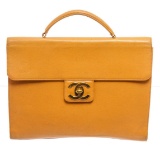 Chanel Yellow Caviar Leather Business Messenger Bag