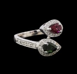 1.22 ctw Tourmaline and Diamond Ring - 14KT White Gold