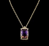 14KT Yellow Gold 73.39 ctw Ametrine & Diamond Pendant with Chain