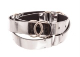 Chanel Silver Caviar Leather CC Belt