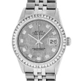 Rolex Mens SS Meteorite Diamond Princess Cut 36MM Oyster Datejust Wristwatch