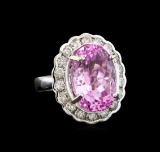 14KT White Gold 18.05 ctw Kunzite and Diamond Ring