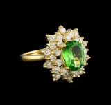 2.00 ctw Tsavorite and Diamond Ring - 14KT Yellow Gold