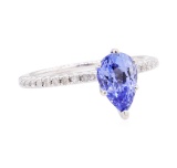 1.28 ctw Tanzanite and Diamond Ring - 14KT White Gold