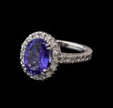 3.38 ctw Tanzanite and Diamond Ring - 14KT White Gold