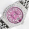 Rolex Ladies Stainless Steel 26MM Pink String Diamond Lugs Datejust Wristwatch W