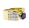 3.18 ctw Blue Sapphire And Diamond Ring - 18KT Yellow Gold