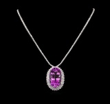 14KT White Gold 71.43 ctw Kunzite and Diamond Necklace