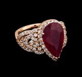 5.35 ctw Ruby and Diamond Ring - 14KT Rose Gold