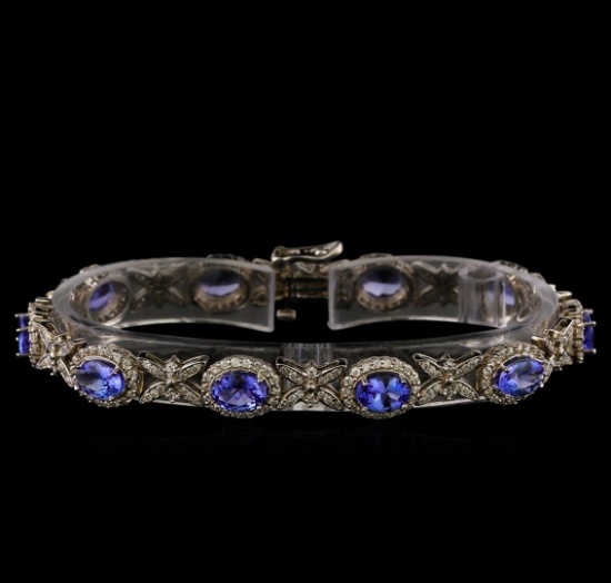 14KT White Gold 7.90 ctw Tanzanite and Diamond Bracelet