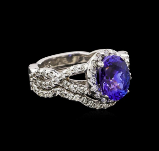 14KT White Gold 1.95 ctw Tanzanite and Diamond Wedding Ring Set