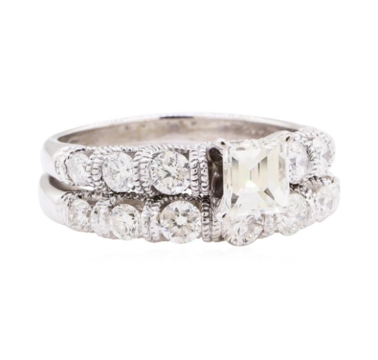 1.68 ctw Diamond Ring And Attached Band - 14KT White Gold