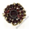 Vintage 14kt Yellow Gold and Silver Top Old Cut Garnet Cluster Ring