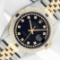 Rolex Mens 2 Tone Black String Diamond & Sapphire 36MM Datejust Wristwatch