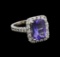 4.03 ctw Tanzanite and Diamond Ring - 14KT White Gold