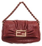 Fendi Burgundy Leather Mamma Baguette Shoulder Bag