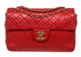 Chanel Red Classic Single Flap Shoulder Bag