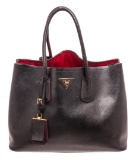 Prada Blue Saffiano Leather Double Handle Tote Bag