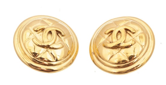 Chanel Gold CC Disc Earrings