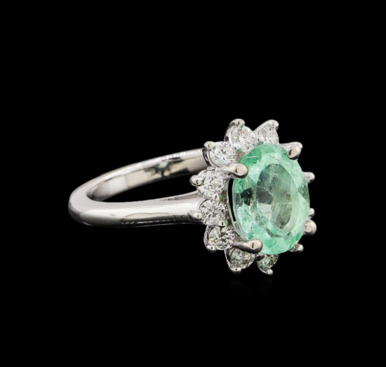 2.50 ctw Emerald and Diamond Ring - 14KT White Gold