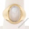 Men's Large Polished 14kt Yellow Gold Oval Cabochon Blue Moonstone Solitaire Rin