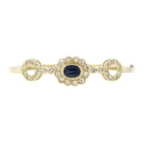 Vintage 18k Gold 4.0 ctw Bezel Oval Sapphire & Pave Round Diamond Bangle Bracele