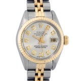 Rolex Ladies 2 Tone Silver Diamond 26MM Datejust Wristwatch