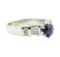 1.89 ctw Round Brilliant Blue Sapphire And Diamond Ring - 14KT White Gold