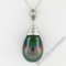 18kt White Gold Tahitian Black Pearl and 0.60 ctw Diamond Pendant Necklace