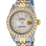 Rolex Ladies 2 Tone Mother Of Pearl Diamond Lugs 26MM Datejust Wriswatch