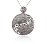 14KT White Gold 3.88 ctw Diamond Pendant With Chain