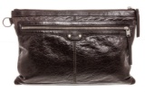 Balenciaga Brown Ageneau Leather Classic Clip L Clutch