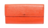 Louis Vuitton Orange Epi Leather w/Intials Sarah Wallet
