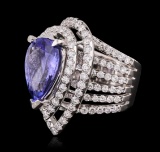 18KT White Gold 6.53 ctw Tanzanite and Diamond Ring