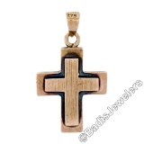 Victorian 8kt Rose Gold Reversible Brushed Finish Cross Pendant