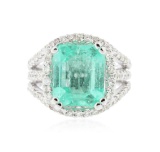 14KT White Gold 5.58 ctw Emerald and Diamond Ring