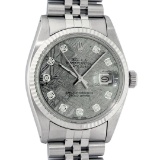 Rolex Mens Stainless Steel Meteorite Diamond 36MM Oyster Perpetual Datejust Wris