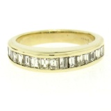 14kt Yellow Gold 1.00 ctw Baguette Diamond Channel Domed Wedding Band Ring