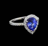 2.20 ctw Tanzanite and Diamond Ring - 14KT White Gold