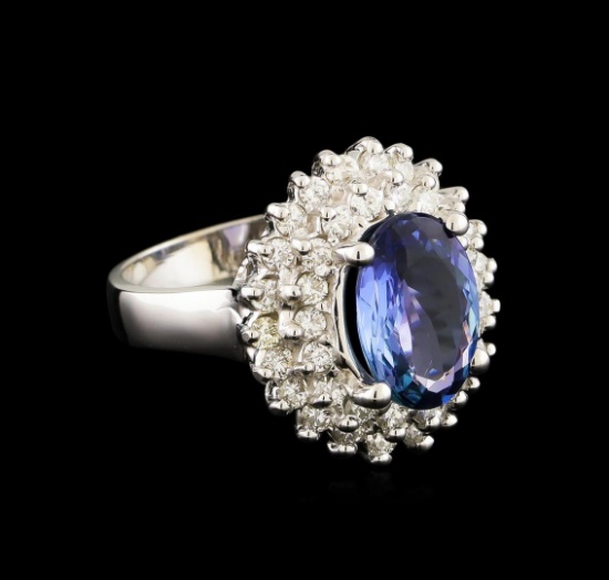 2.75 ctw Tanzanite and Diamond Ring - 14KT White Gold