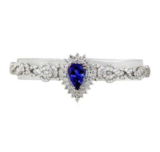 3.97 ctw Tanzanite and Diamond Bracelet - 18KT White Gold