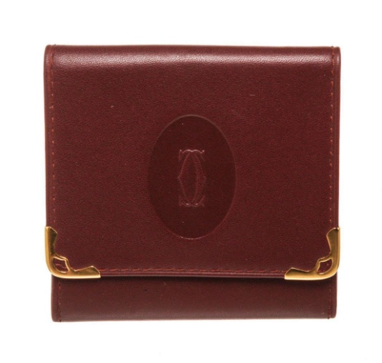 Cartier Beige Leather Coin Purse Wallet