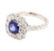 1.62 ctw Sapphire and Diamond Ring - 14KT White Gold