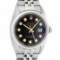 Rolex Mens Stainless Steel 36MM Black Diamond Datejust Wristwatch