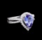 1.97 ctw Tanzanite and Diamond Ring - 14KT White Gold